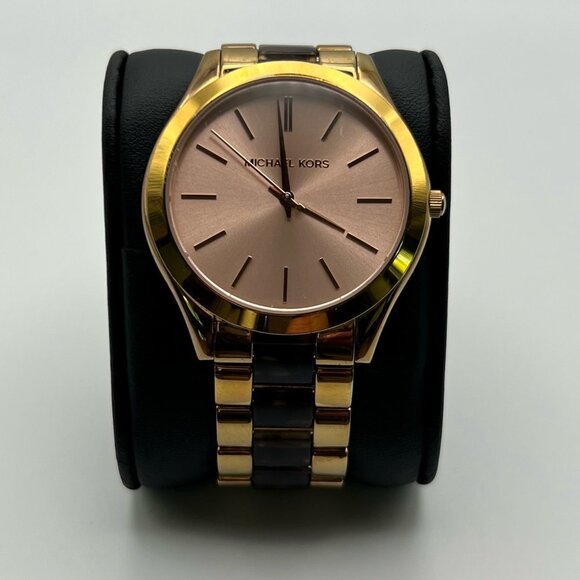 Michael Kors MK4301 Runway Rose Gold Tortoise Ladies Watch Extra Links Working - Picture 3 of 11